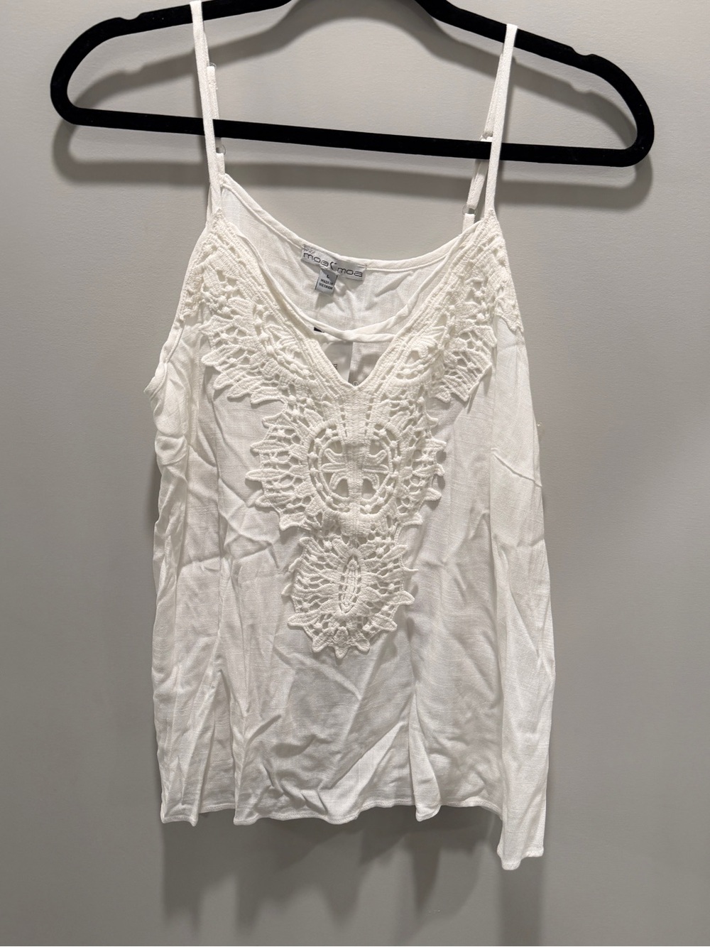 Dry Goods Ivory Crochet-Front Spaghetti Strap Tank